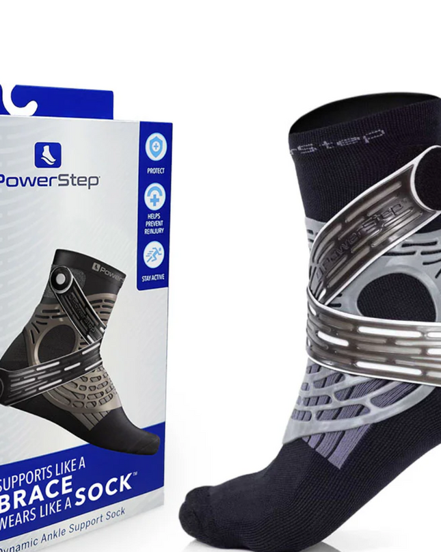 PowerStep Dynamic Ankle Support Sock | Compression Sock & Ankle Support Brace for Ankle Pain and Injuries