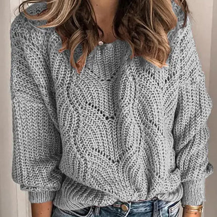 Crew Neck Sweater Hollowed-Out Jumper