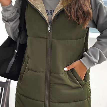 Women’s Medium Length Fleece Sleeveless Jacket