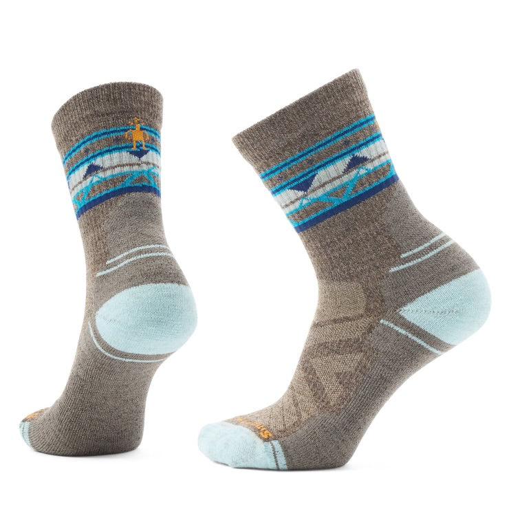 Smartwool  Hike Light Cushion Zig Zag Valley Mid Crew Socks (Women's) -  MILITARY OLIVE/FOSSIL