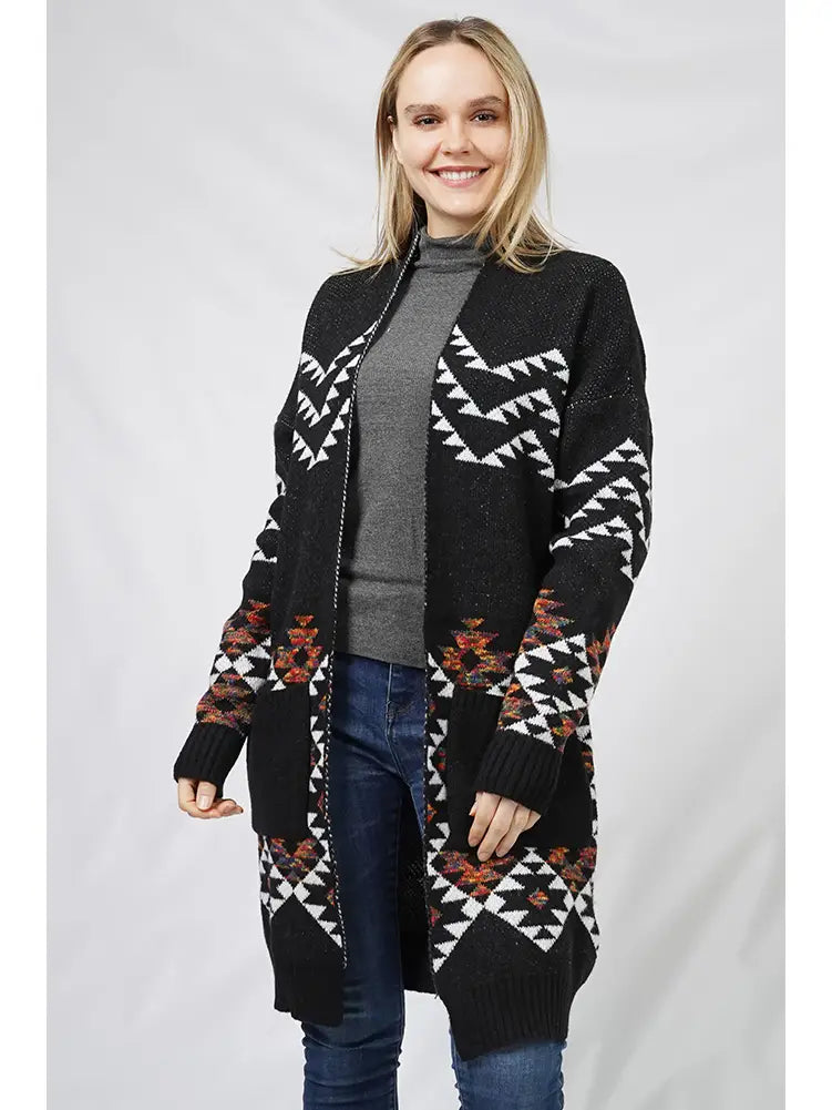 Aztec Pattern Sweater Cardigan