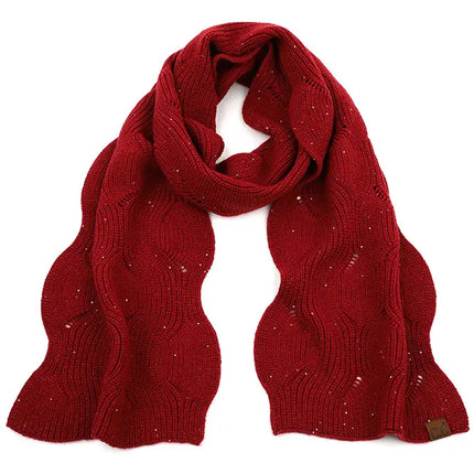 C.C Brioche Cable Pattern Sequin Scarf