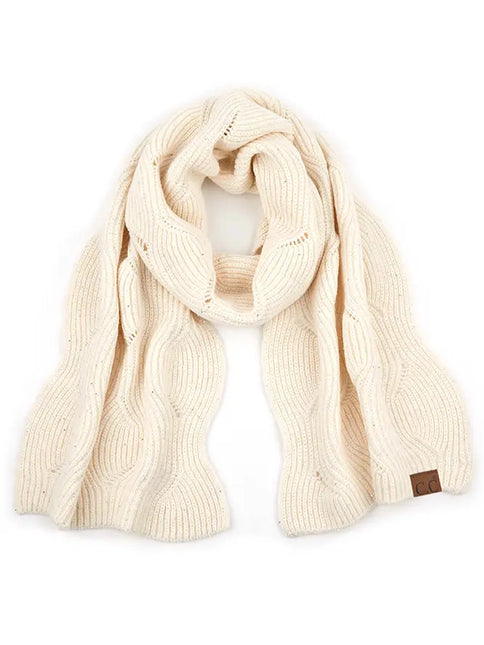 C.C Brioche Cable Pattern Sequin Scarf