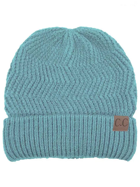 C.C Chevron Knit Beanie with Cuff