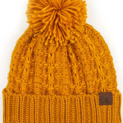C.C Slipstitch Pom Cuff Beanie Winter Hat