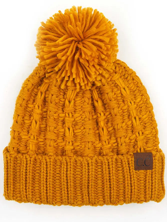 C.C Slipstitch Pom Cuff Beanie Winter Hat