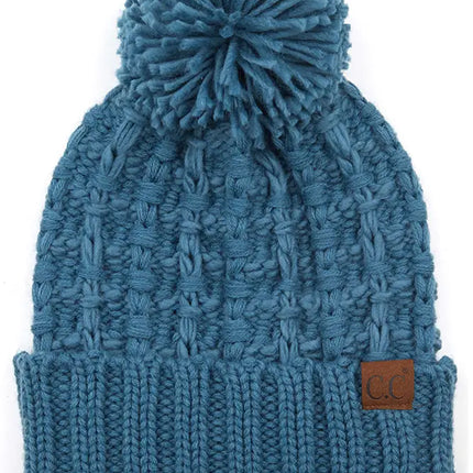 C.C Slipstitch Pom Cuff Beanie Winter Hat