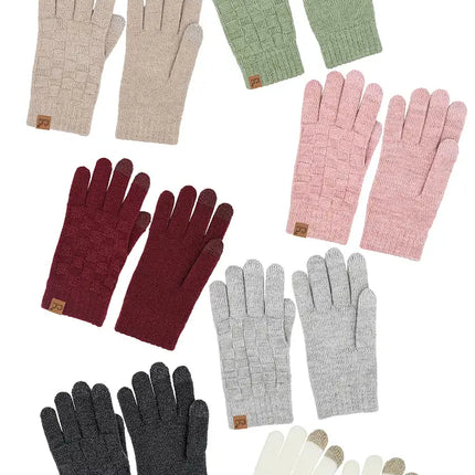 C.C Weaving Texture Knit Solid Winter Glove