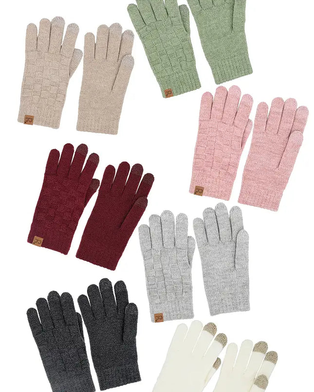 C.C Weaving Texture Knit Solid Winter Glove