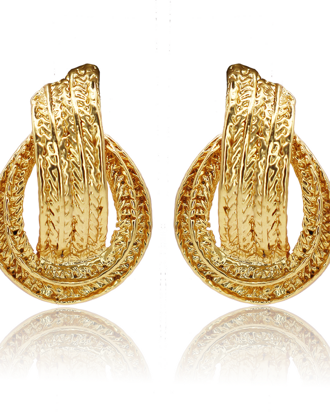 Hammered metal hoop earring