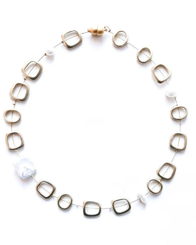 Sea Lily Silver and White Large Knot Necklace