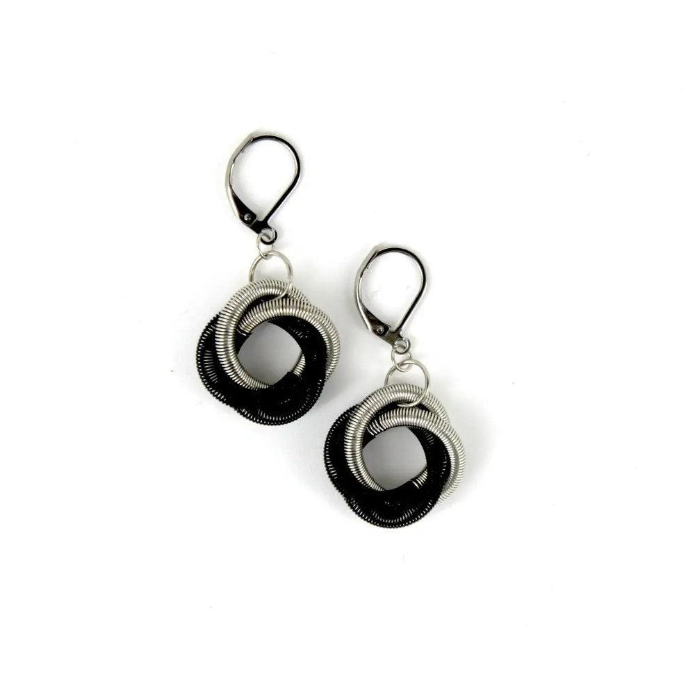 Sea Lily Silver/Black Twist Loop Earring