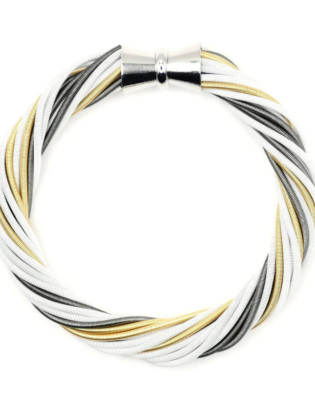 Sea Lily White Slate and Gold Twist Bracelet