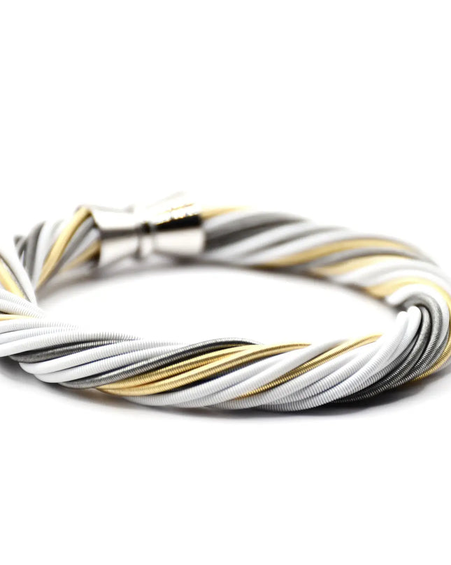 Sea Lily White Slate and Gold Twist Bracelet