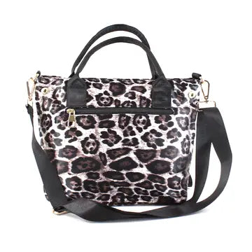 Pretty Persuasions Leopard Pattern Waterproof Nylon Tote Crossbody Bag