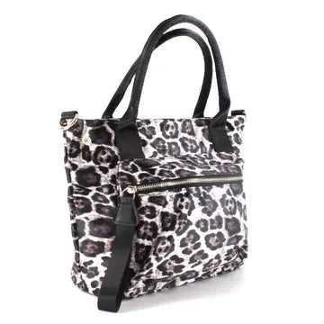 Pretty Persuasions Leopard Pattern Waterproof Nylon Tote Crossbody Bag