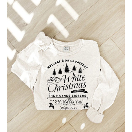 White Christmas Mineral Washed Long Sleeve Graphic Tee