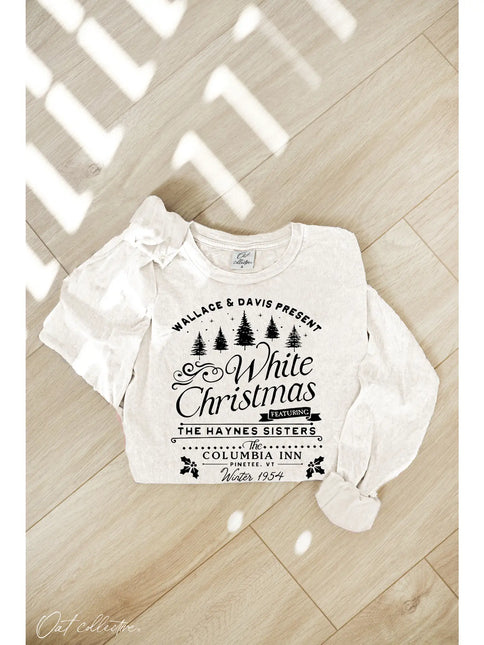 White Christmas Mineral Washed Long Sleeve Graphic Tee