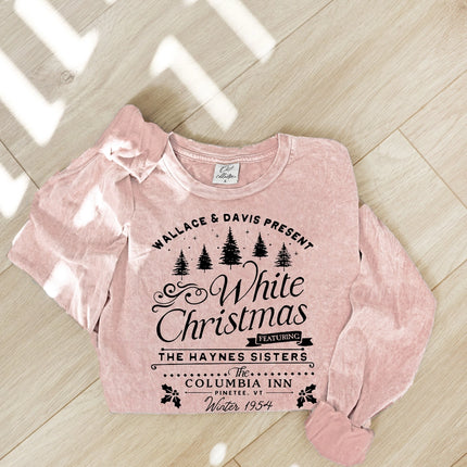 White Christmas Mineral Washed Long Sleeve Graphic Tee