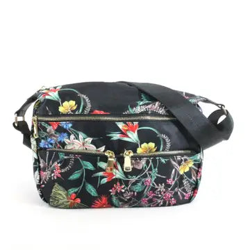 Pretty Persuasions Flower Pattern Nylon Crossbody Bag