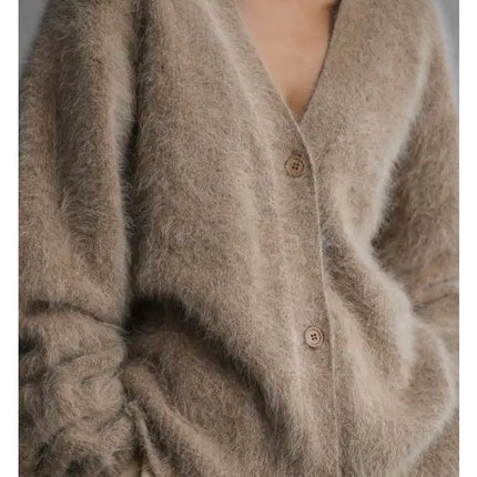 Fuzzy Oversized Button Front Cardigan