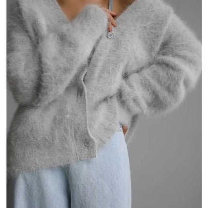 Fuzzy Oversized Button Front Cardigan