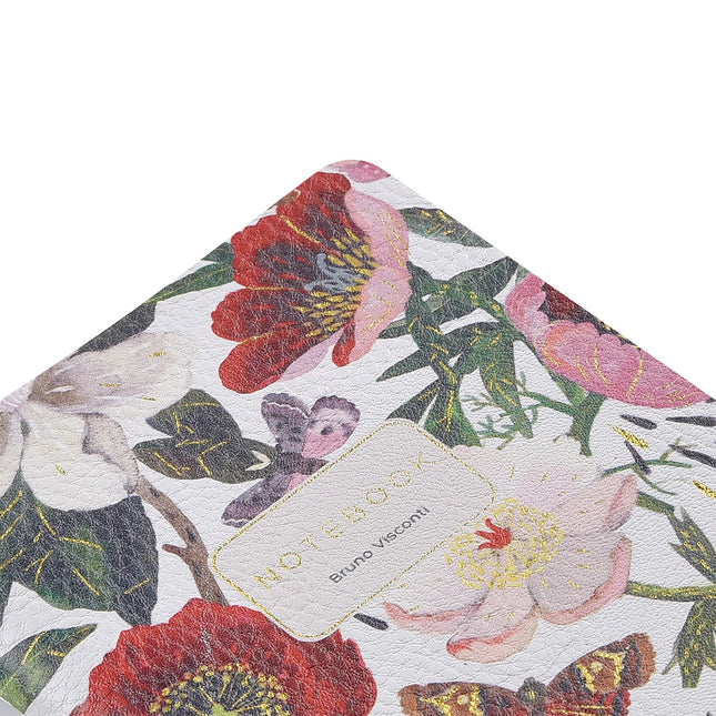 BV by Bruno Visconti Vegan Leather A5 Notebook - Peonies