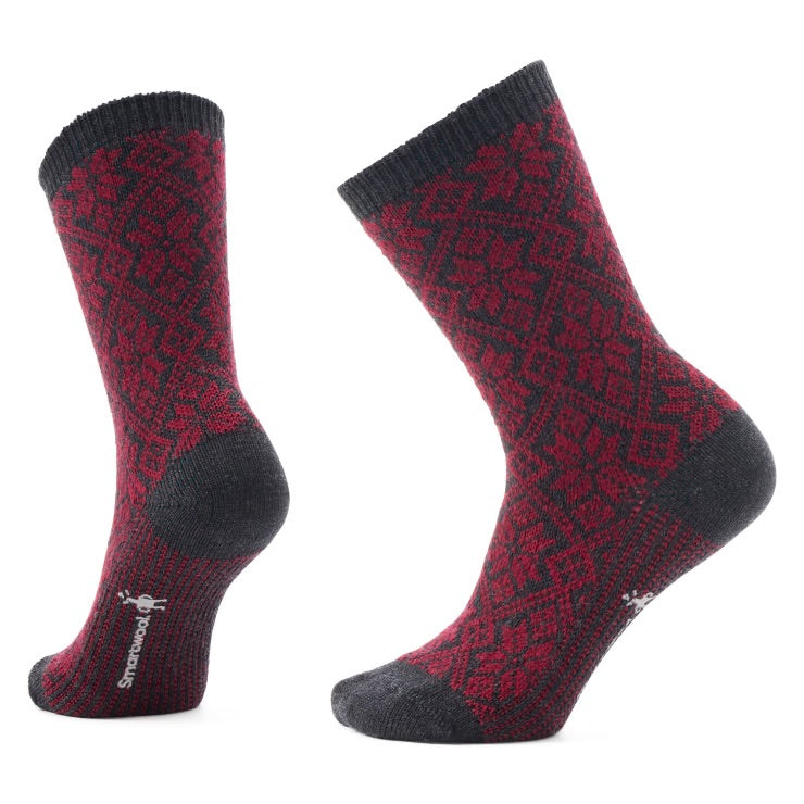 Everyday Traditional Snowflake Crew Socks - TIBETAN RED