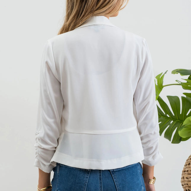 BLU PEPPER 3/4 Rouched Sleeve Blazer