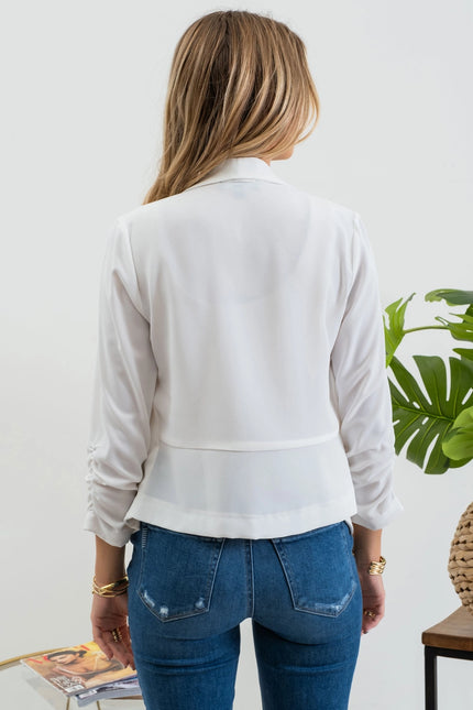 BLU PEPPER 3/4 Rouched Sleeve Blazer