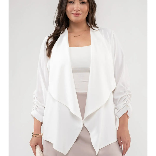 BLU PEPPER 3/4 Rouched Sleeve Blazer