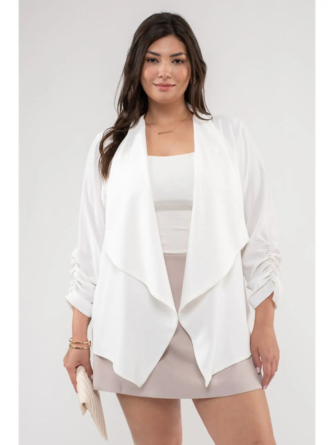 BLU PEPPER 3/4 Rouched Sleeve Blazer