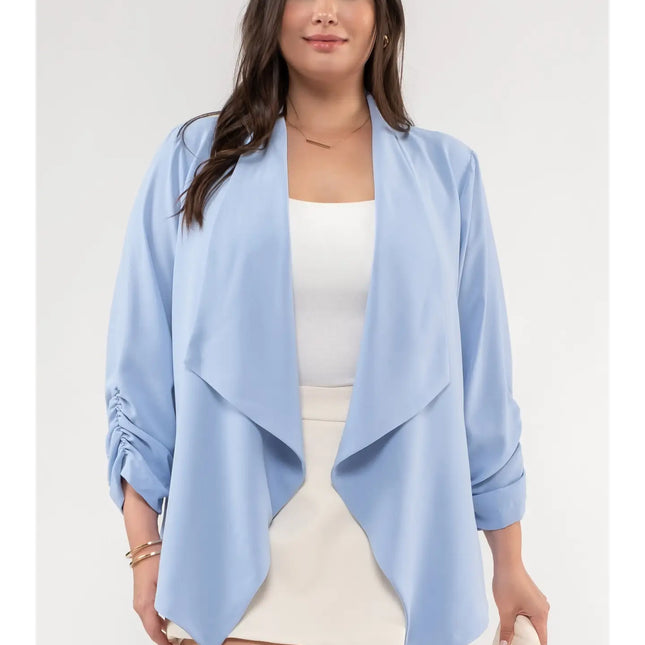 BLU PEPPER 3/4 Rouched Sleeve Blazer