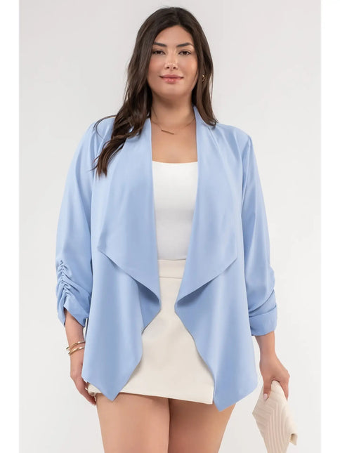 BLU PEPPER 3/4 Rouched Sleeve Blazer