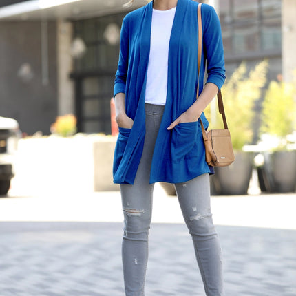 3/4 Length Sleeve Cardi with Slouchy Pockets