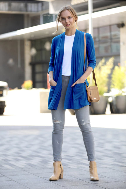 3/4 Length Sleeve Cardi with Slouchy Pockets