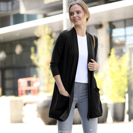3/4 Length Sleeve Cardi with Slouchy Pockets