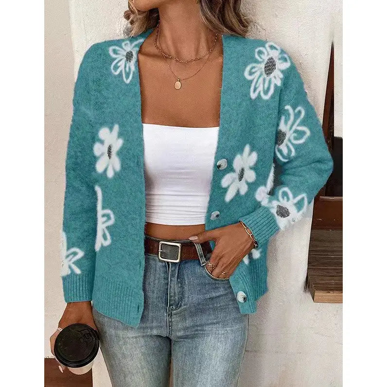 Floral Button Front Cardigan