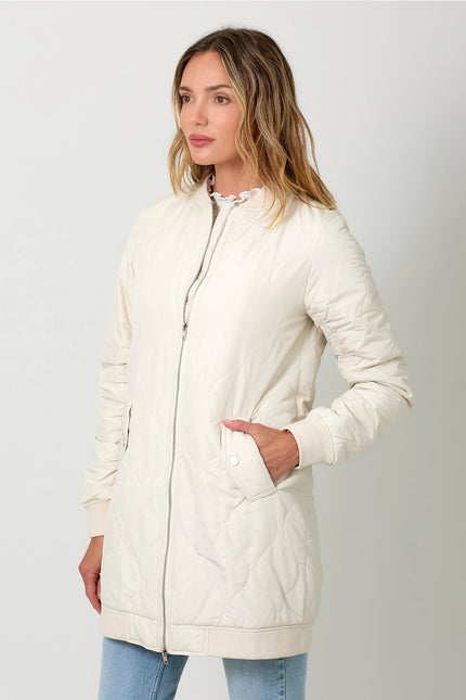 MYSTREE Quilted Long Bomber Jacket