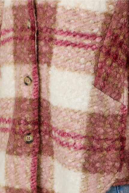 MYSTREE Plaid Button Down Shacket - Rosé