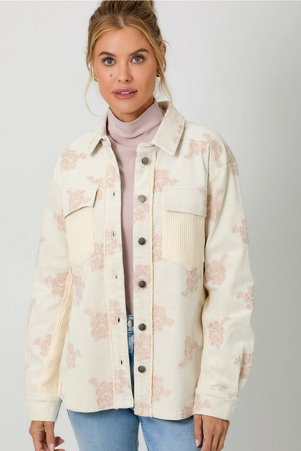 MYSTREE Corduroy Embroidery Jacket - Washed Almond