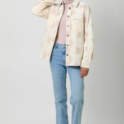 MYSTREE Corduroy Embroidery Jacket - Washed Almond