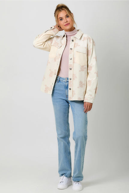 MYSTREE Corduroy Embroidery Jacket - Washed Almond