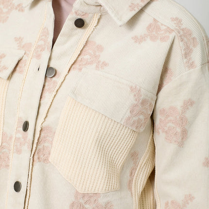 MYSTREE Corduroy Embroidery Jacket - Washed Almond