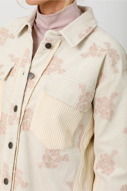MYSTREE Corduroy Embroidery Jacket - Washed Almond