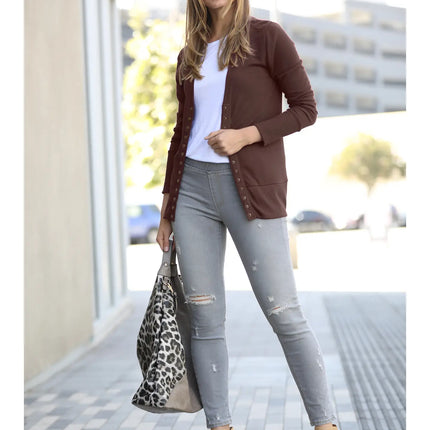 42 POPS Lightweight Sweater Snap Button Cardigan