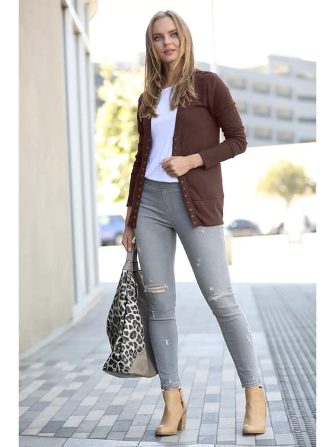 42 POPS Lightweight Sweater Snap Button Cardigan