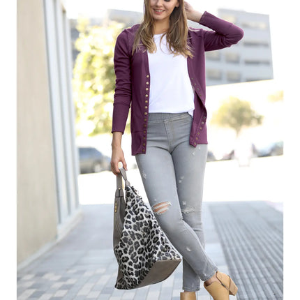 42 POPS Lightweight Sweater Snap Button Cardigan