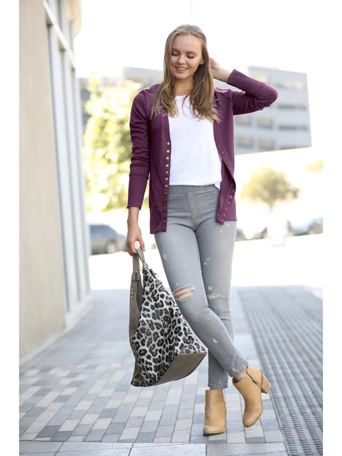 42 POPS Lightweight Sweater Snap Button Cardigan