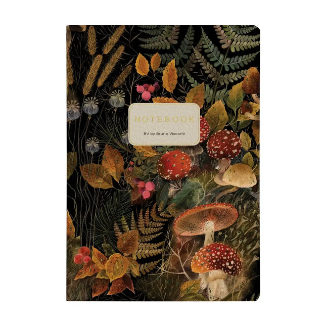 BV by Bruno Visconti Vegan Leather A5 Notebook - Forest Mushrooms